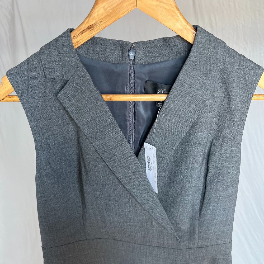 NWT — J Crew Tuxedo sheath dress, Heather Coal, Size 8